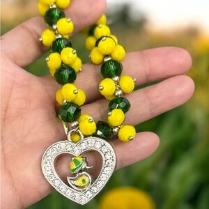 New Women’s Bracelet, U of O Heart Crystal Charm, Unisex Bracelet, Football 🏈